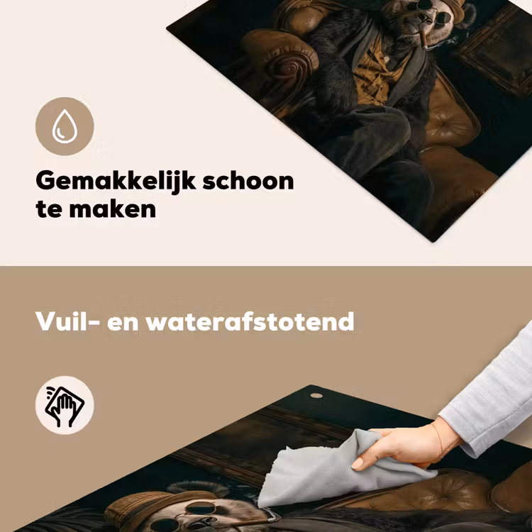 Panda - Hoed - Bril - Pak Inductie beschemer met haakjes klein -ky-schoon-nl
