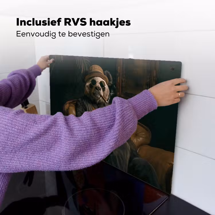 Panda - Hoed - Bril - Pak Inductie beschemer met haakjes klein -ky-ophangen-nl