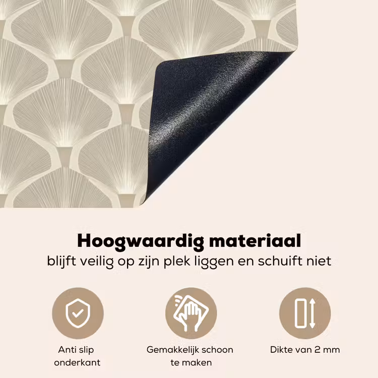 Paneel - Ginkgo - Zand Inductie beschemer met haakjes klein 777 -ky-onderkant-nl