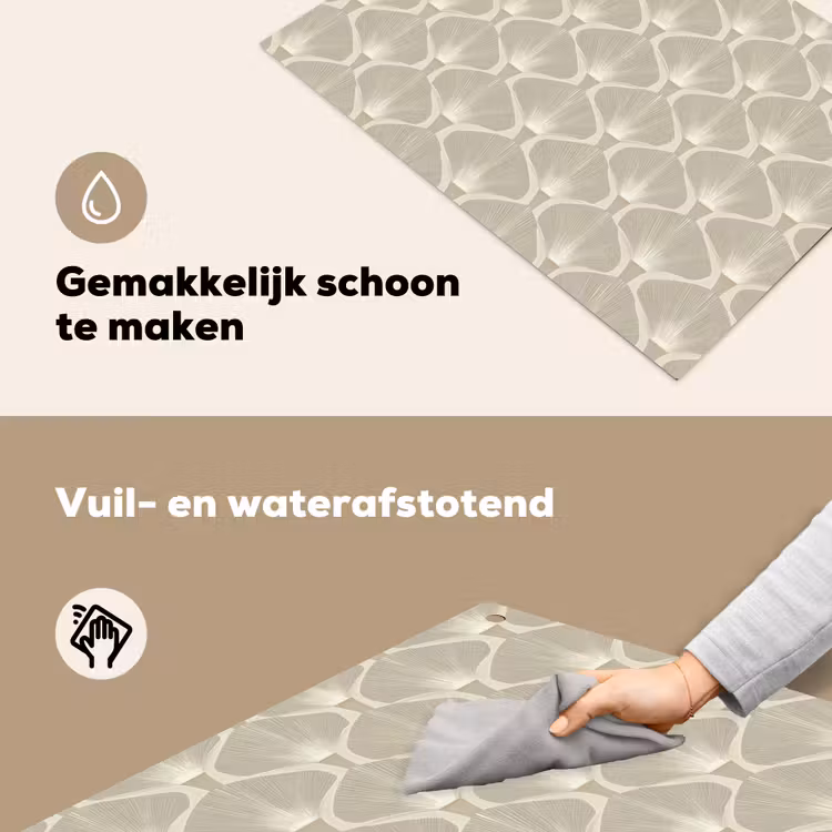 Paneel - Ginkgo - Zand Inductie beschemer met haakjes klein 777 -ky-schoon-nl