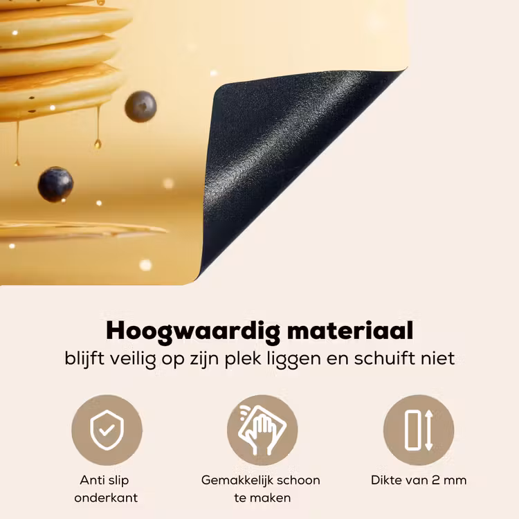 Pannenkoeken - Eten - Honing - Geel Inductie beschemer met haakjes klein -ky-onderkant-nl