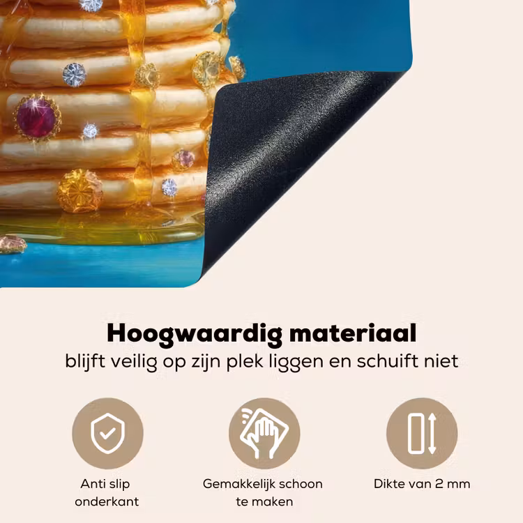 Pannenkoeken - Steentjes - Glitter - Slagroom Inductie beschemer met haakjes middel -ky-onderkant-nl