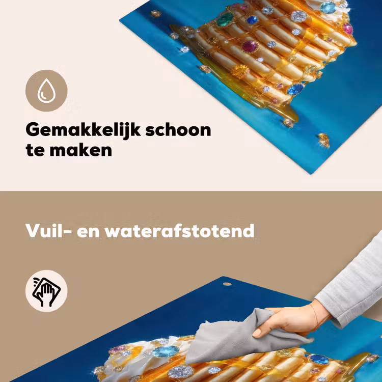 Pannenkoeken - Steentjes - Glitter - Slagroom Inductie beschemer met haakjes middel -ky-schoon-nl