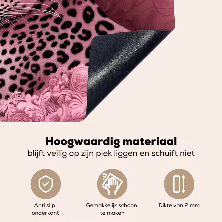 Panter - Luxe - Roze Inductie beschemer met haakjes klein -ky-onderkant-nl