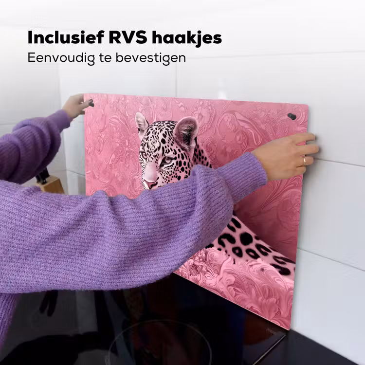 Panter - Luxe - Roze Inductie beschemer met haakjes klein -ky-ophangen-nl