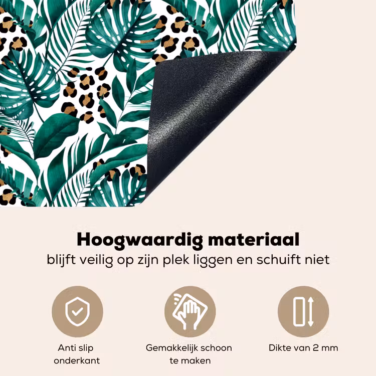 Panterprint - Bladeren - Jungle Inductie beschemer met haakjes klein -ky-onderkant-nl