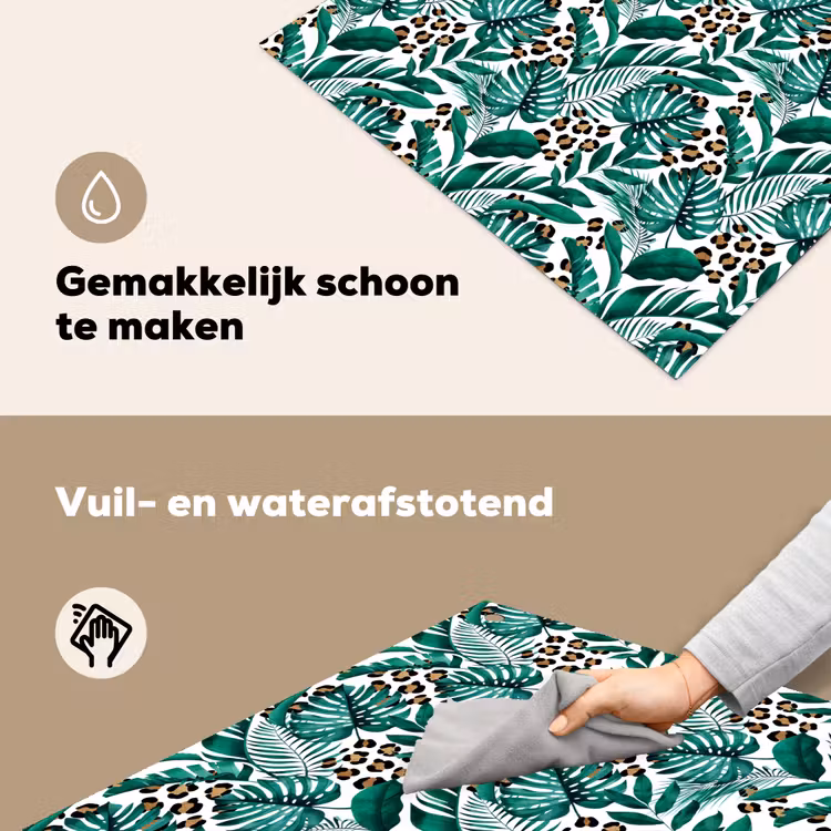 Inductie beschermer - Panterprint - Bladeren - Jungle - Afdekplaat voor kookplaat Inductie beschemer met haakjes middel -ky-schoon-nl