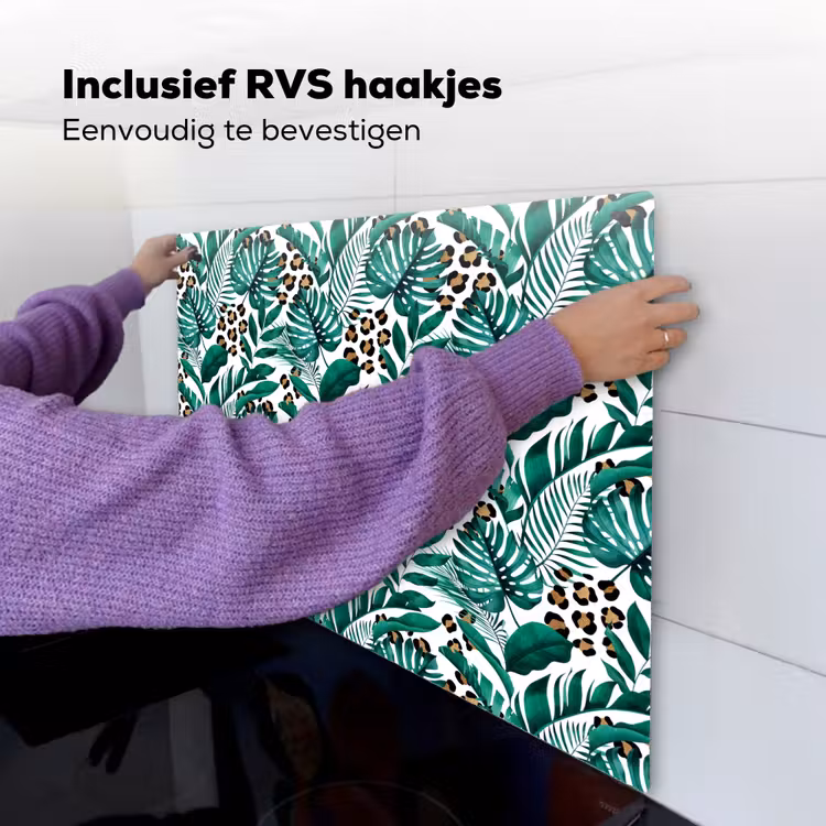 Inductie beschermer - Panterprint - Bladeren - Jungle - Afdekplaat voor kookplaat Inductie beschemer met haakjes middel -ky-ophangen-nl