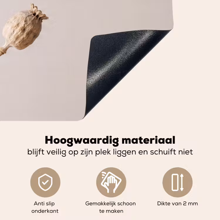Papaverbollen - Droogbloemen - Minimalistisch - Beige - Rustig Inductie beschemer met haakjes klein -ky-onderkant-nl