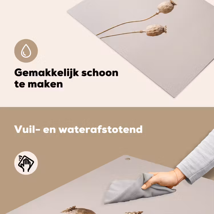 Papaverbollen - Droogbloemen - Minimalistisch - Beige - Rustig Inductie beschemer met haakjes klein -ky-schoon-nl