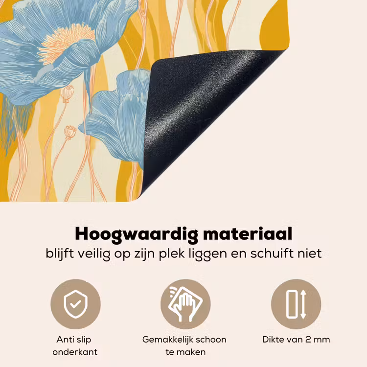 Papavers - Botanisch - Blauw Inductie beschemer met haakjes klein 777 -ky-onderkant-nl