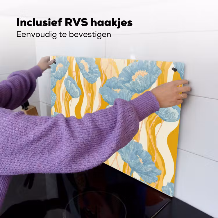 Papavers - Botanisch - Blauw Inductie beschemer met haakjes klein 777 -ky-ophangen-nl