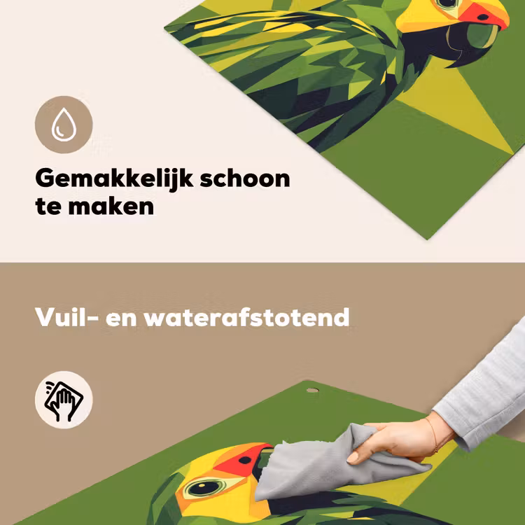 Papegaai - Groen - Snavel - Abstract Inductie beschemer met haakjes middel -ky-schoon-nl