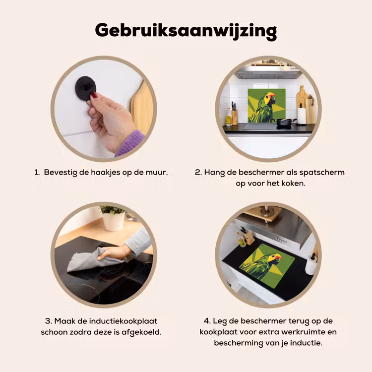 Papegaai - Groen - Snavel - Abstract Inductie beschemer met haakjes middel -ky-gebruik-nl