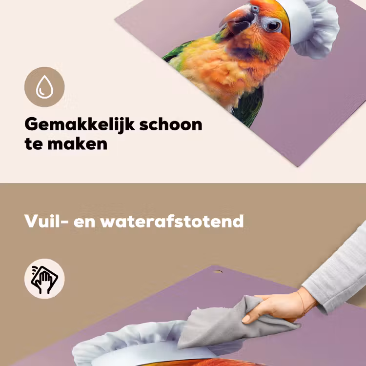 Papegaai - Koksmuts - Nieuwsgierig - Vogel Inductie beschemer met haakjes klein -ky-schoon-nl