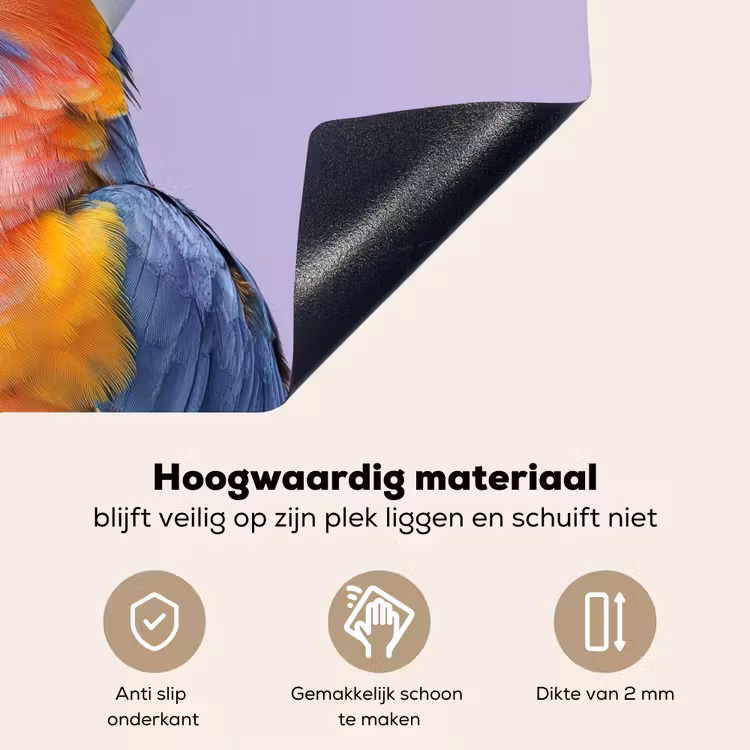 Papegaai - Koksmuts - Paars - Cute Inductie beschemer met haakjes klein -ky-onderkant-nl