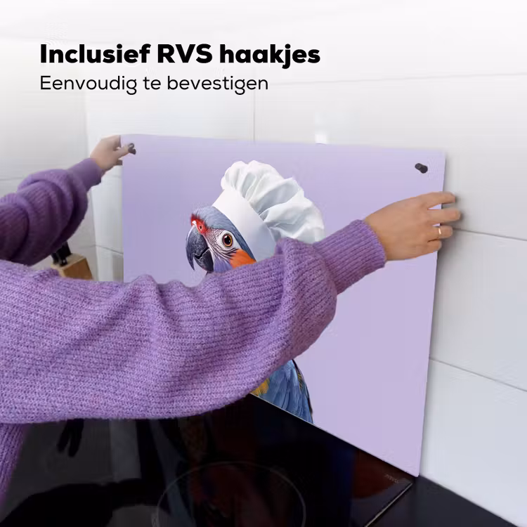 Papegaai - Koksmuts - Paars - Cute Inductie beschemer met haakjes klein -ky-ophangen-nl
