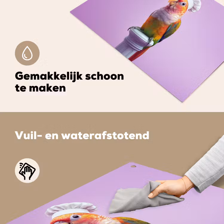 Papegaai - Koksmuts - Pilaar - Vogel Inductie beschemer met haakjes klein -ky-schoon-nl