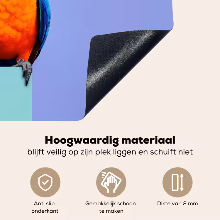 Papegaai - Koksmuts - Vogel - Leuk Inductie beschemer met haakjes klein -ky-onderkant-nl