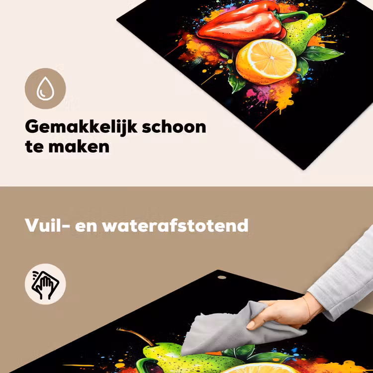 Paprika - Peer - Citroen - Graffiti - Verf - Abstract Inductie beschemer met haakjes klein -ky-schoon-nl