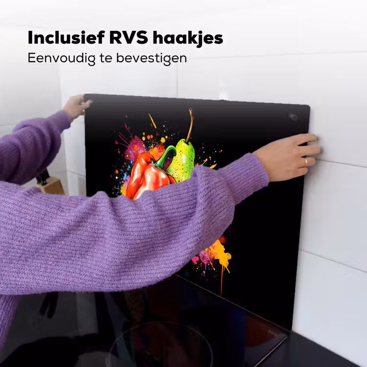 Paprika - Peer - Citroen - Graffiti - Verf - Abstract Inductie beschemer met haakjes klein -ky-ophangen-nl