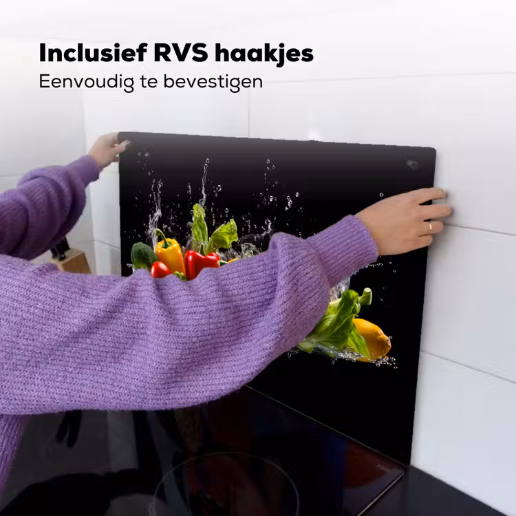 Paprika - Water - Groente - Zwart Inductie beschemer met haakjes klein -ky-ophangen-nl