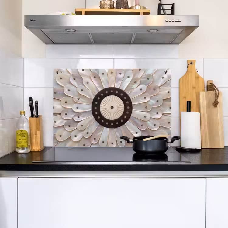 Parelmoer - Patroon - Decoratie - Ambacht - Wit Inductie beschemer met haakjes klein -sfeer2