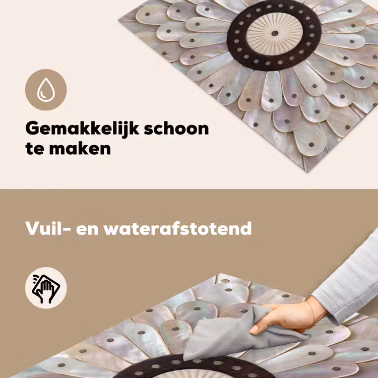 Parelmoer - Patroon - Decoratie - Ambacht - Wit Inductie beschemer met haakjes klein -ky-schoon-nl