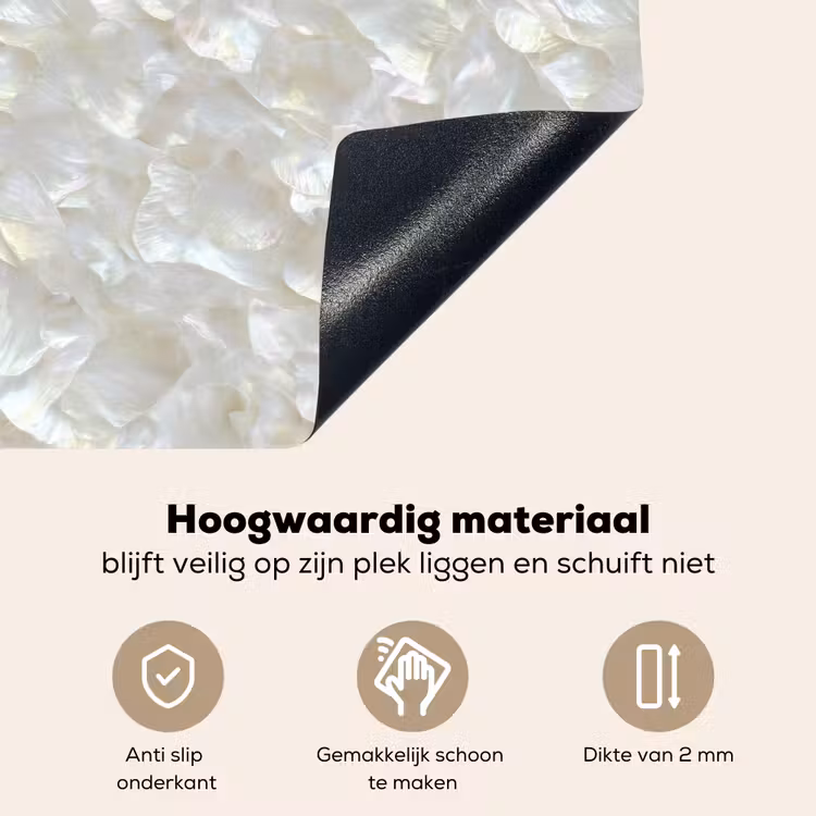 Parelmoerglans - Wit - Schelp Inductie beschemer met haakjes klein 777 -ky-onderkant-nl