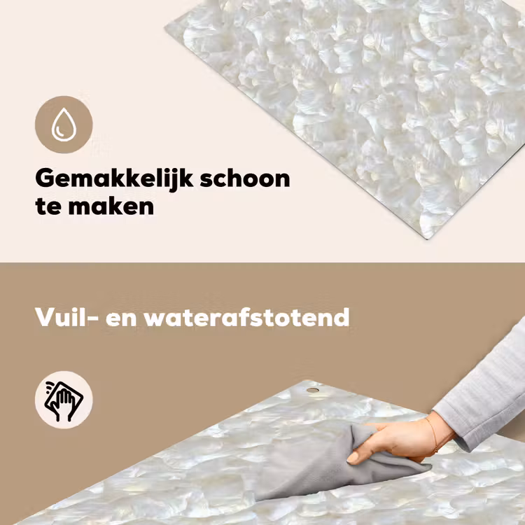 Parelmoerglans - Wit - Schelp Inductie beschemer met haakjes klein 777 -ky-schoon-nl