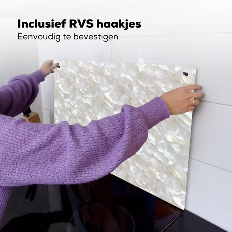 Parelmoerglans - Wit - Schelp Inductie beschemer met haakjes klein 777 -ky-ophangen-nl