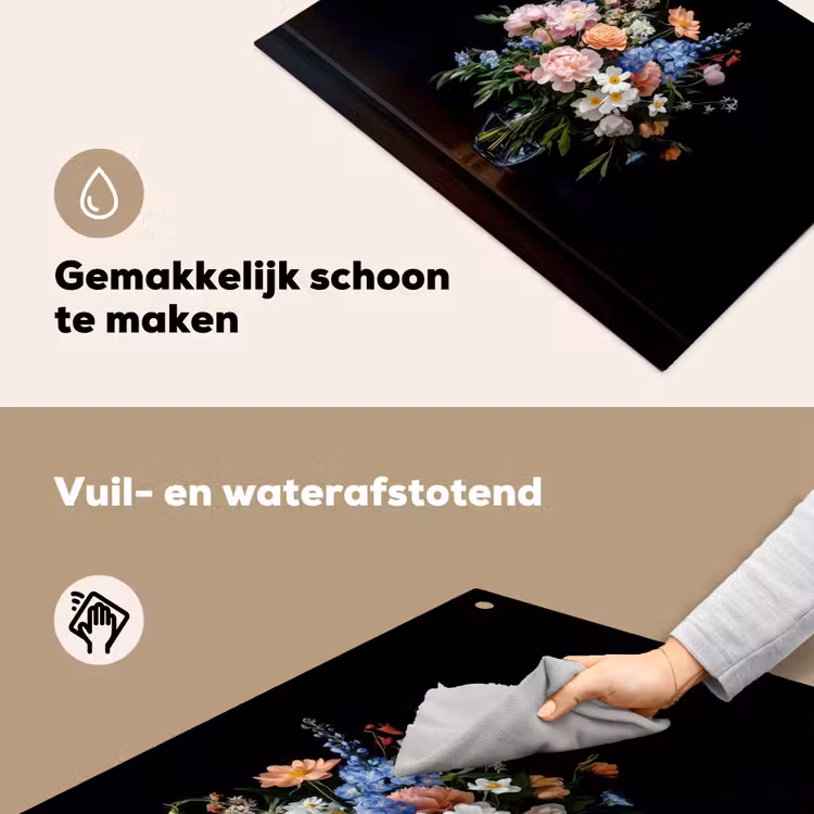 Pastel - Bloemen - Glazen - Vaas Inductie beschemer met haakjes klein -ky-schoon-nl