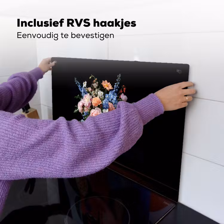 Pastel - Bloemen - Glazen - Vaas Inductie beschemer met haakjes klein -ky-ophangen-nl
