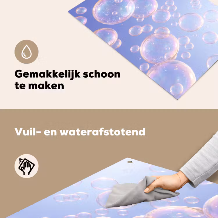 Pastel - Bubbels - Dromerig Inductie beschemer met haakjes klein -ky-schoon-nl
