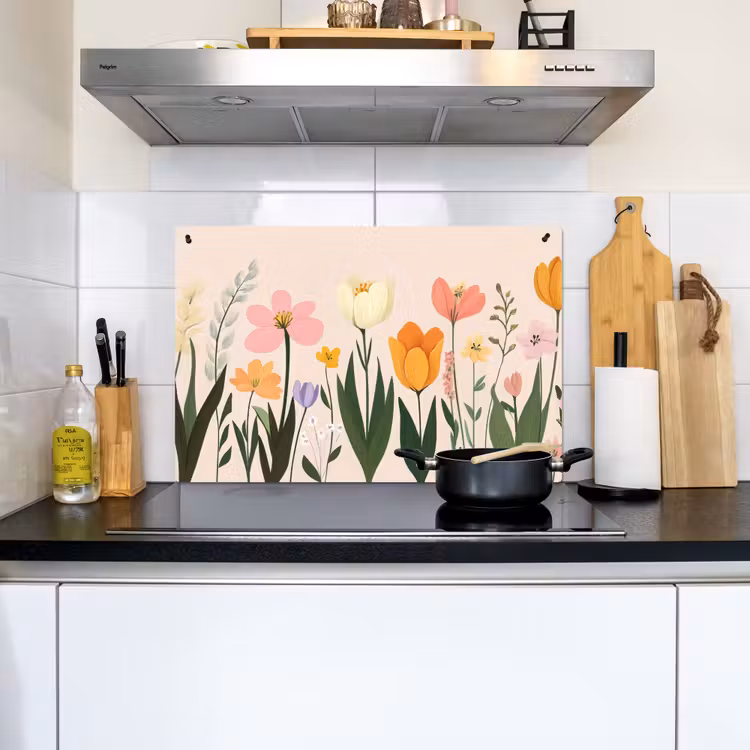 Pasteltinten - Bloemen - Illustratie Inductie beschemer met haakjes klein -sfeer2