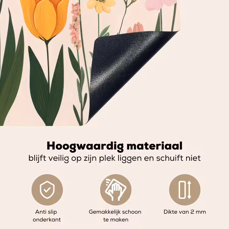 Pasteltinten - Bloemen - Illustratie Inductie beschemer met haakjes klein -ky-onderkant-nl