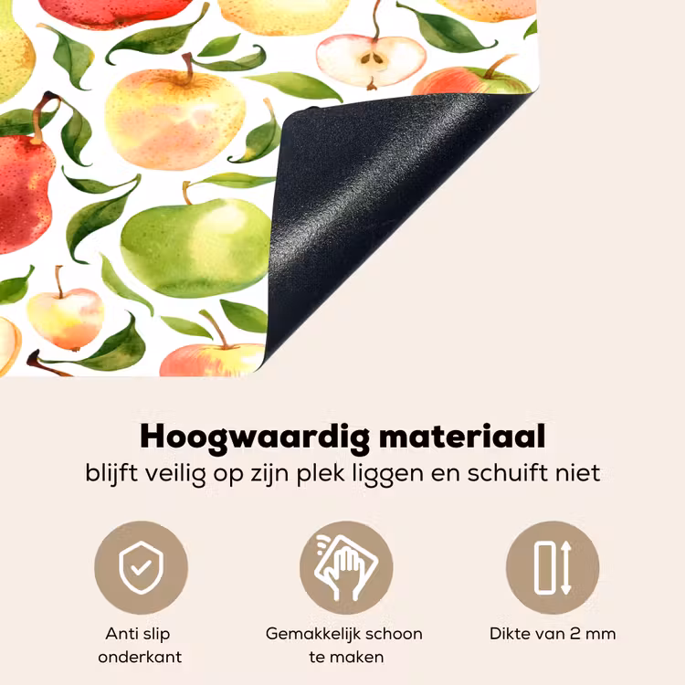Patroon - Appels - Peren Inductie beschemer met haakjes klein 777 -ky-onderkant-nl
