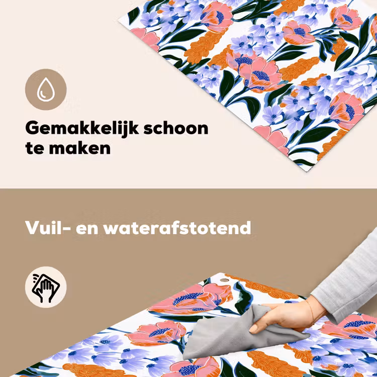 Patroon - Aquarel - Kleurrijk Inductie beschemer met haakjes klein 777 -ky-schoon-nl