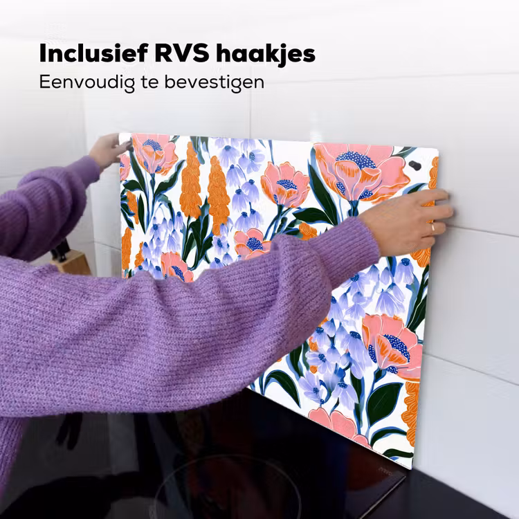 Patroon - Aquarel - Kleurrijk Inductie beschemer met haakjes klein 777 -ky-ophangen-nl