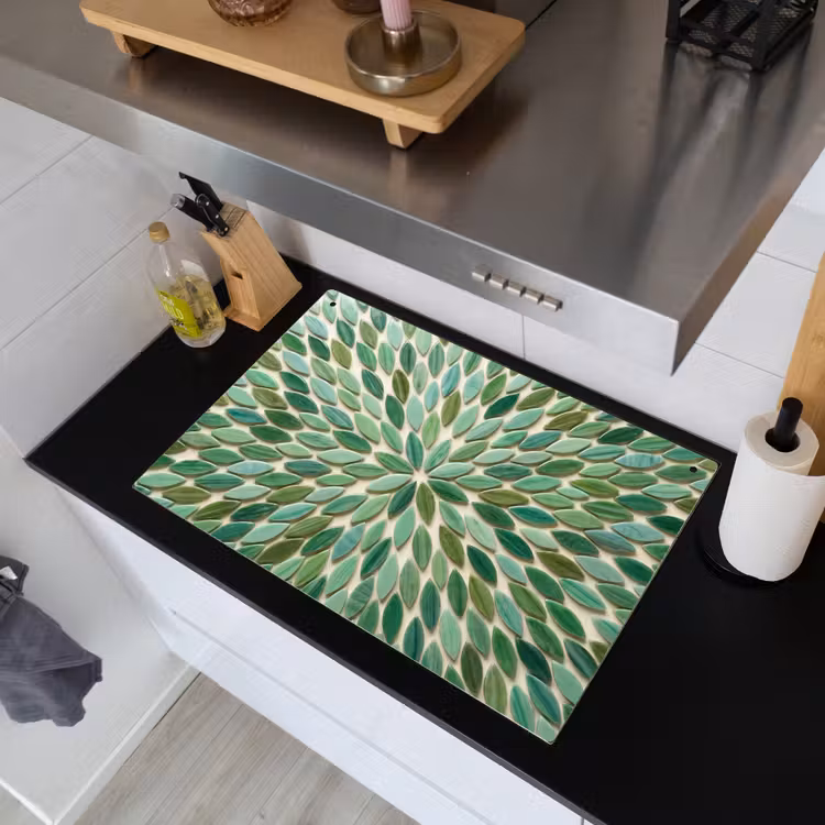 Patroon - Blad - Groen - Abstract Inductie beschemer met haakjes klein -sfeer1