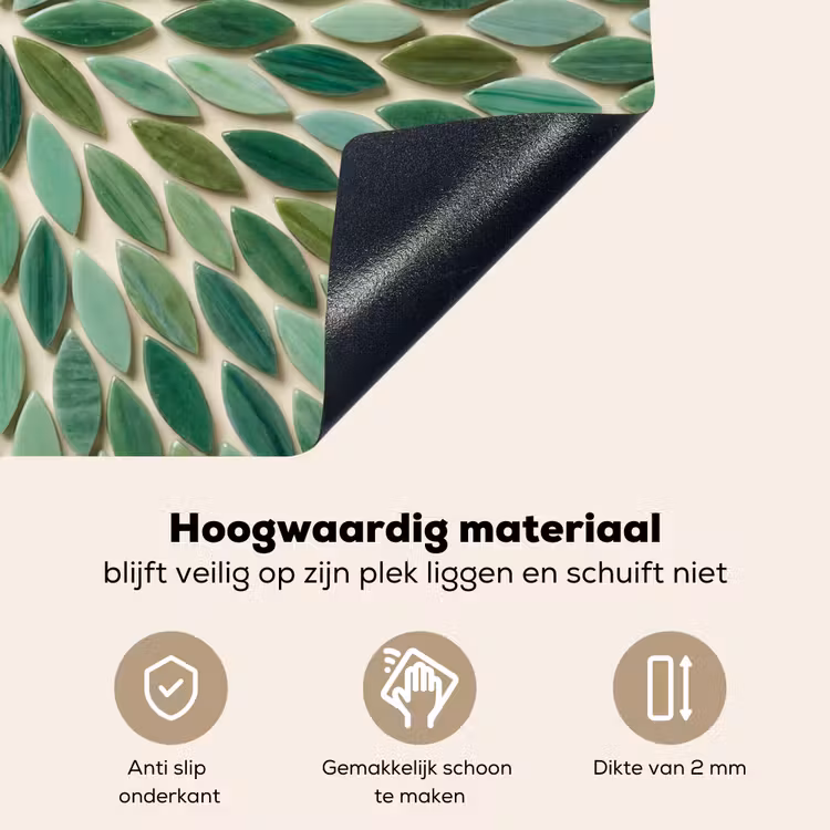 Patroon - Blad - Groen - Abstract Inductie beschemer met haakjes klein -ky-onderkant-nl