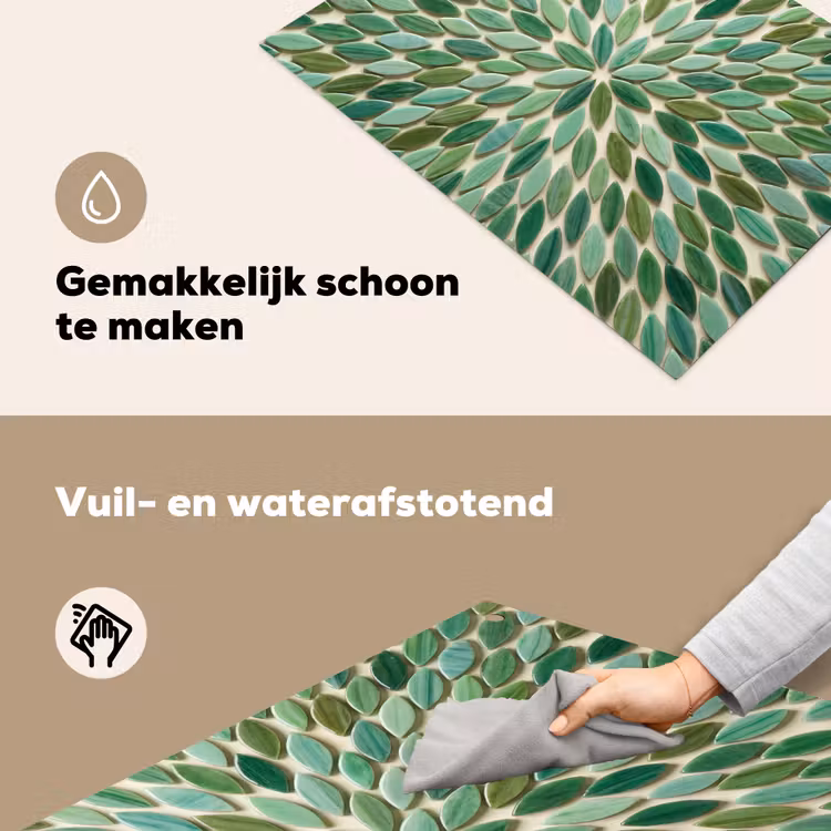 Patroon - Blad - Groen - Abstract Inductie beschemer met haakjes klein -ky-schoon-nl