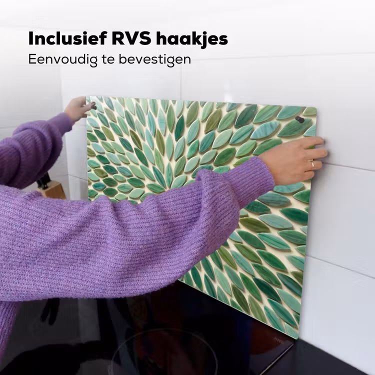 Patroon - Blad - Groen - Abstract Inductie beschemer met haakjes klein -ky-ophangen-nl