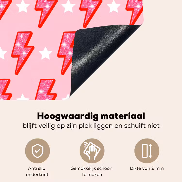 Patroon - Bliksem - Ster - Glitter - Roze Inductie beschemer met haakjes klein -ky-onderkant-nl