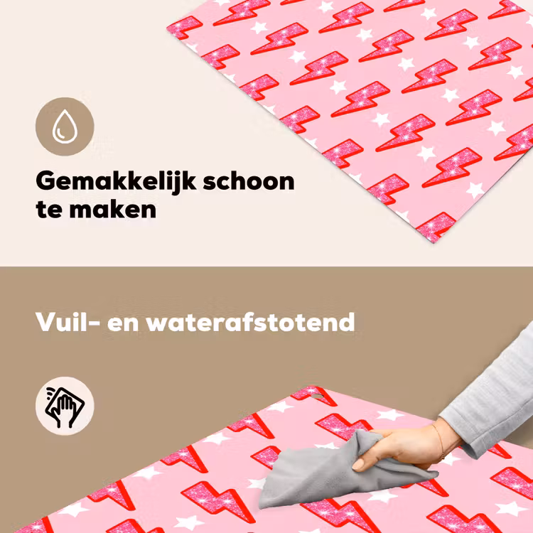 Patroon - Bliksem - Ster - Glitter - Roze Inductie beschemer met haakjes klein -ky-schoon-nl