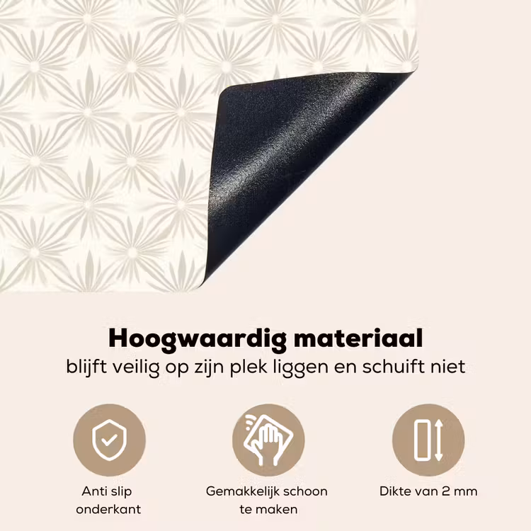 Patroon - Bloemen - Beige Inductie beschemer met haakjes klein 777 -ky-onderkant-nl