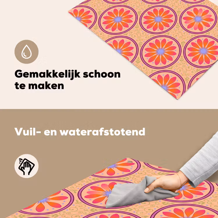 Patroon - Bloemen - Decoratief - Kleurrijk - Modern Inductie beschemer met haakjes klein -ky-schoon-nl