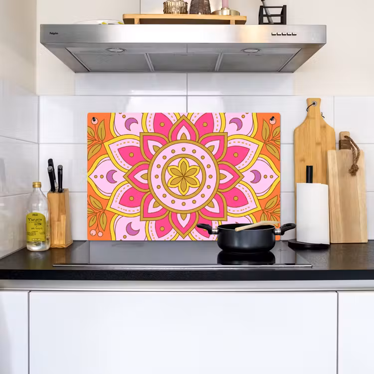 Patroon - Bloemmotief - Decoratie - Abstract - Roze Inductie beschemer met haakjes klein -sfeer2