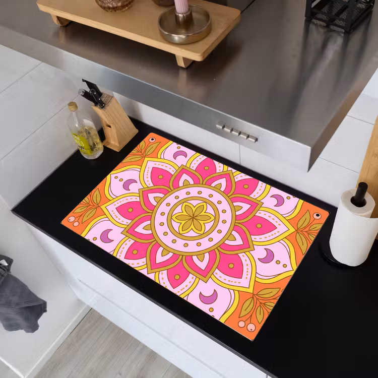 Patroon - Bloemmotief - Decoratie - Abstract - Roze Inductie beschemer met haakjes klein -sfeer1