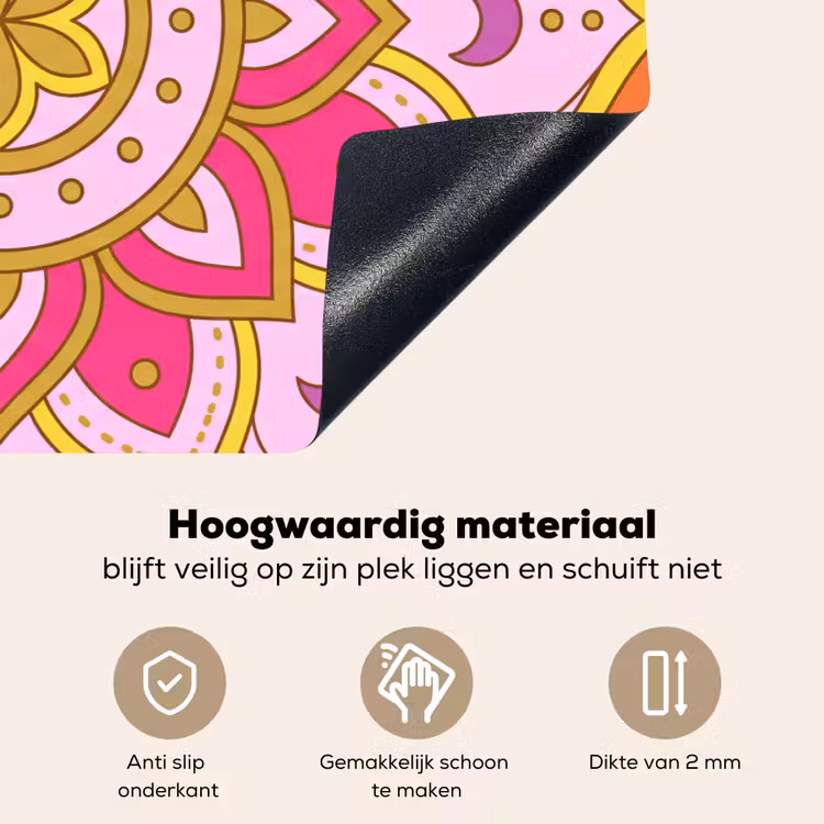 Patroon - Bloemmotief - Decoratie - Abstract - Roze Inductie beschemer met haakjes klein -ky-onderkant-nl